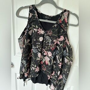 BCX Pink and Orange Asymmetrical Embellished Blouse